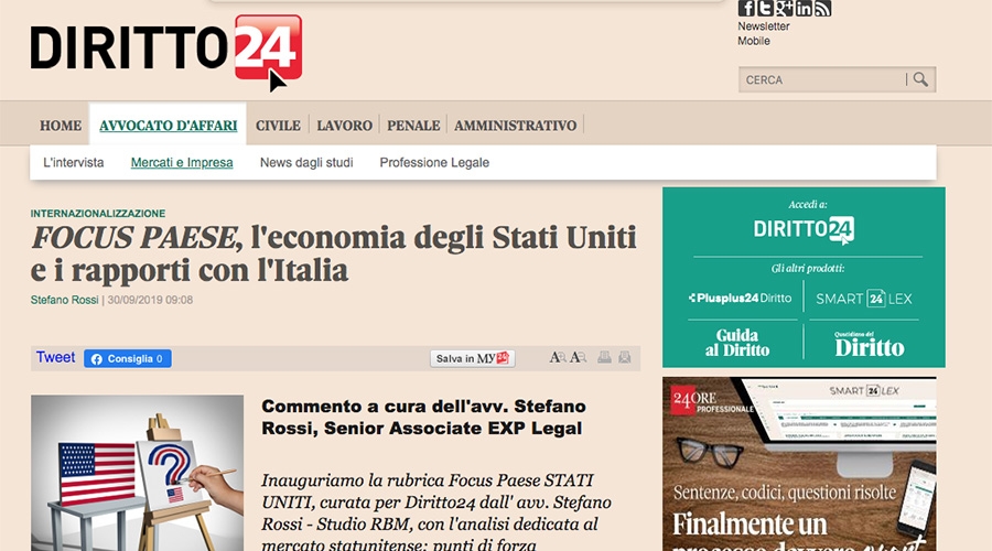 Focus Paese USA: l’economia degli Stati Uniti e i rapporti con l’Italia