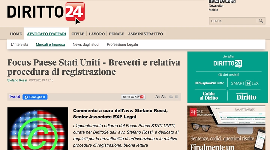 Focus Paese Stati Uniti – Brevetti e relativa procedura di registrazione